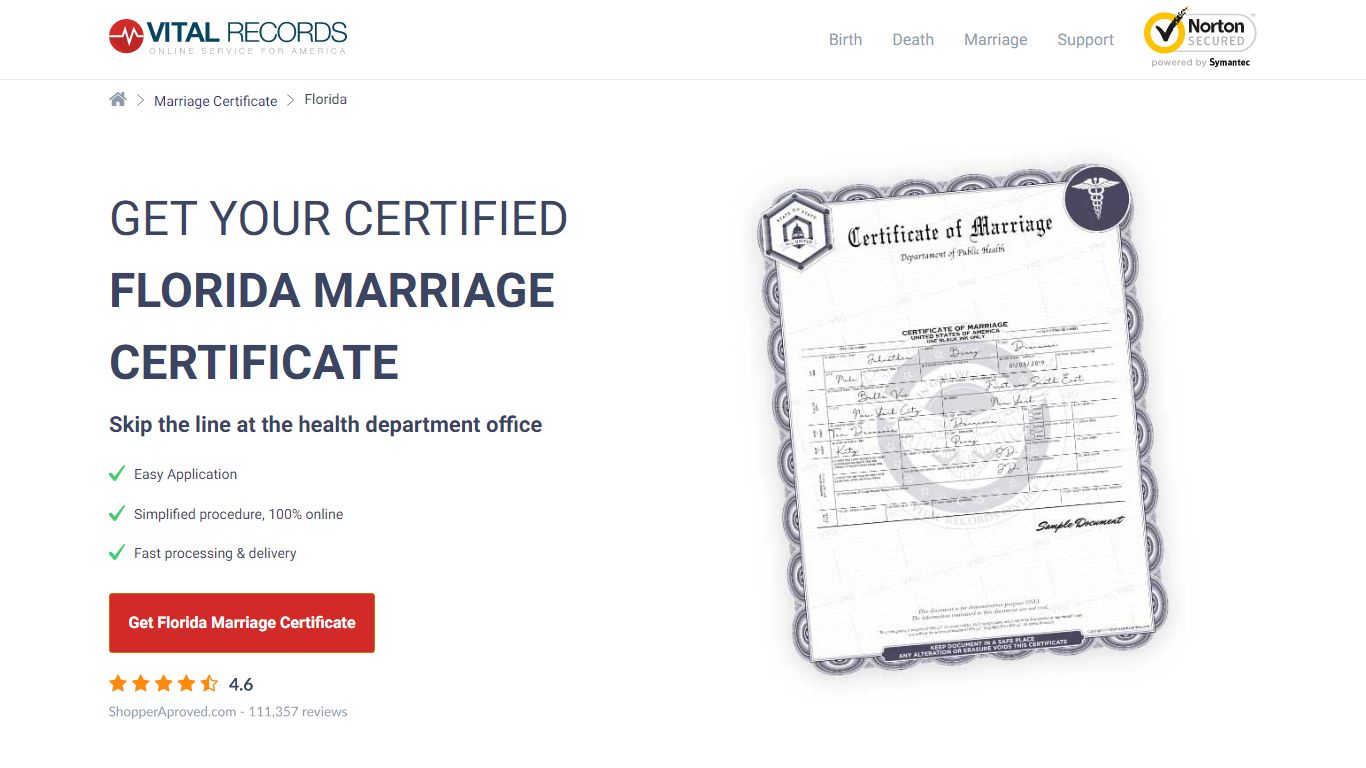 Get Your Certified Florida Marriage Certificate - Vital Records Online
